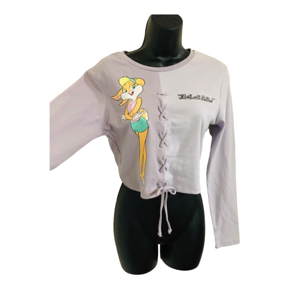 Looney Tunes lola bunny lilac colorblock lace up “thats all folks” top size XS - Picture 1 of 11